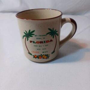 Florida Souvenir Ocean Palm Tree Oranges Coffee Mug 10 oz Cup Stoneware Vintage
